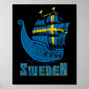Swedish Viking Ship Gift Swedish Viking Poster
