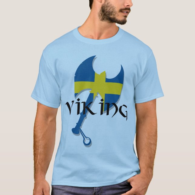 Swedish Viking Sweden flag Axe T-Shirt (Front)