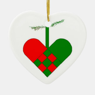 Swedish Woven Paper Heart Ceramic Tree Decoration