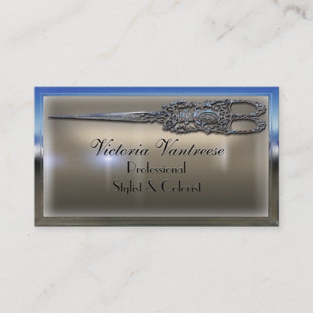 Sweedlepiper Scissor 3.5" x 2" Elegant Business Card (Front)