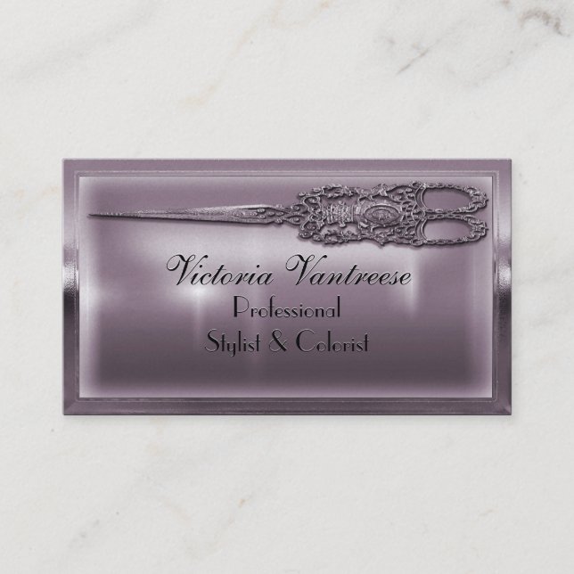 Sweedlepiper Vanity Scissor 3.5" x 2" Elegant Business Card (Front)