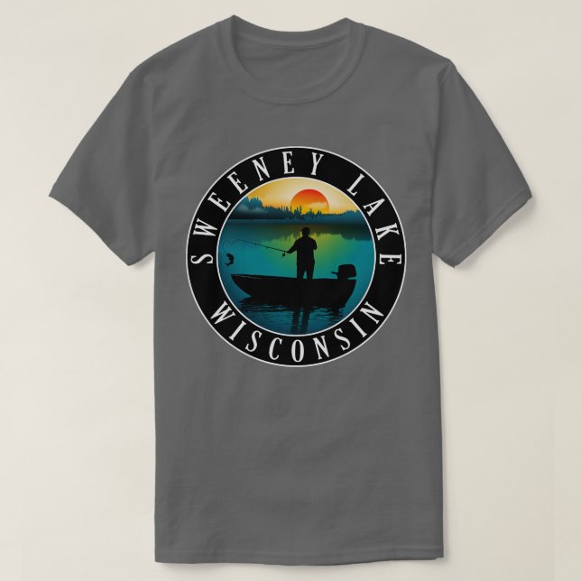 Sweeney Lake Wisconsin Fishing T-Shirt (Design Front)