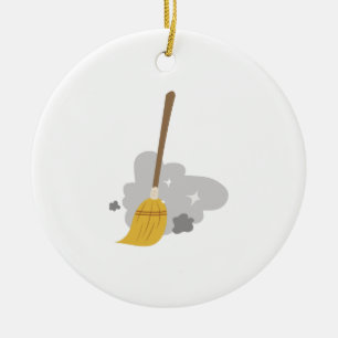 Sweep Broom Ceramic Tree Decoration