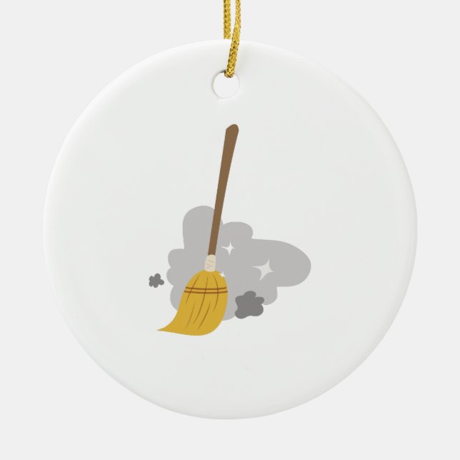 Sweep Broom Ceramic Tree Decoration (Front)
