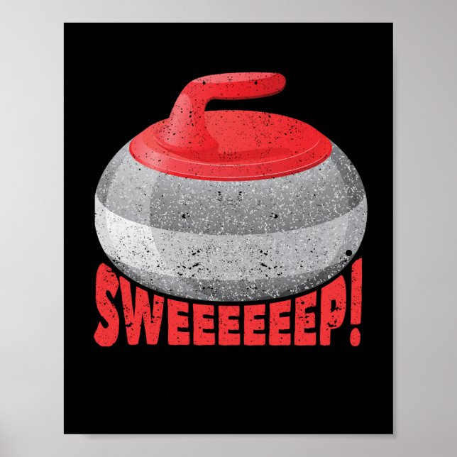 Sweep Curling Players Rock Stone Broom Winter Poster (Front)