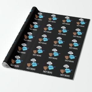 Sweep Dreams Funny Broom Pun Dark BG Wrapping Paper