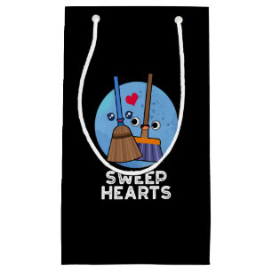 Sweep Hearts Funny Sweet Hearts Broom Pun Dark BG Small Gift Bag