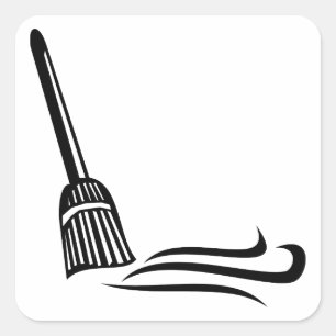 Sweeping Broom - Clean Sweep Square Sticker