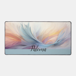 Sweeping Serenity: Modern Pastel Feather Desk Mat