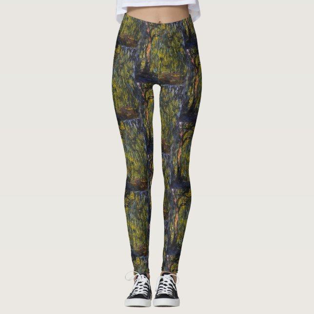 Sweeping Willow by Claude Monet, Classic Artwork Leggings (Front)