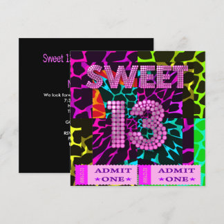 Sweet 13 Birthday Party Mixed Animal Print Invitation