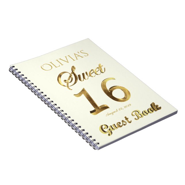 Sweet 16 16th Anniversary Guest Book Gold (Right Side)