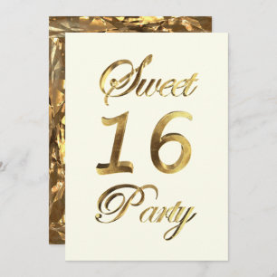 Sweet 16 16th Birthday Anniversary Gold Elegant Invitation