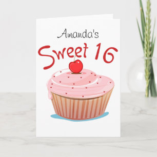 Sweet 16 16th Birthday Cupcake Invitation
