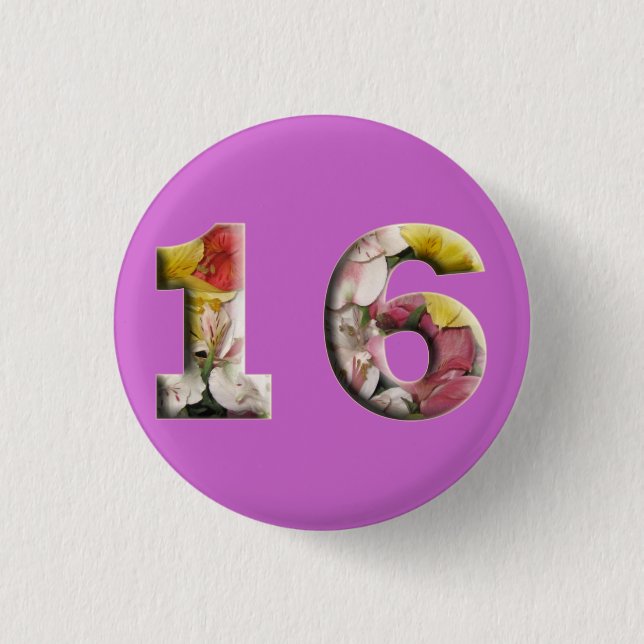 Sweet 16 16th Birthday Milestone Button (Front)