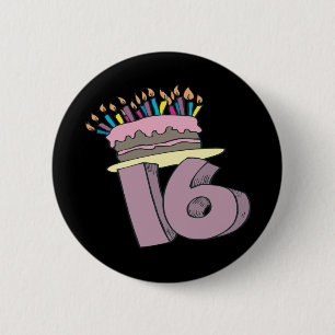Sweet 16 6 cm round badge