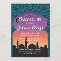 Sweet 16 Arabian Nights Birthday Teal Invitation
