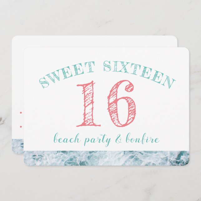 Sweet 16 Beach Party Invitation (Front/Back)