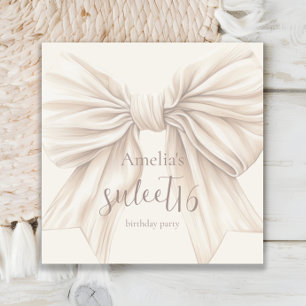 Sweet 16 Beige Bow Watercolor Napkin
