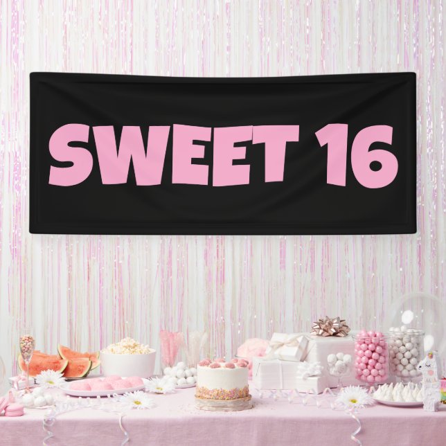 SWEET 16 BIRTHDAY BANNER PINK (Party)