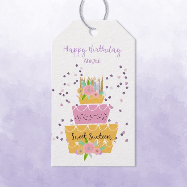 Sweet 16 Birthday Cake Gift Tag (Creator Uploaded)