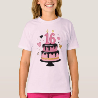 Sweet 16 Birthday Cake Graphic Teen T-Shirt