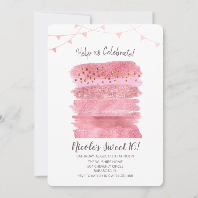 Sweet 16 Birthday Cake Invitation (Front)