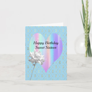 Sweet 16 Birthday Card with Rainbow Heart