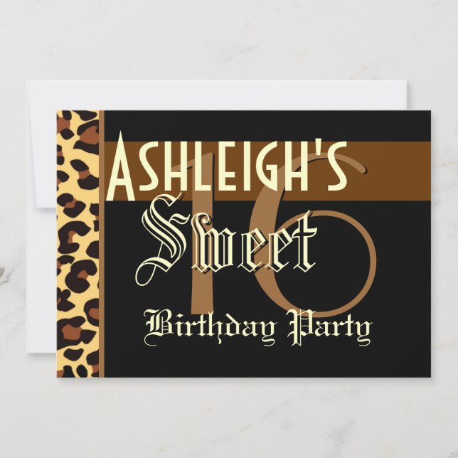 Sweet 16 Birthday Custom Template - Leopard  Print (Front)
