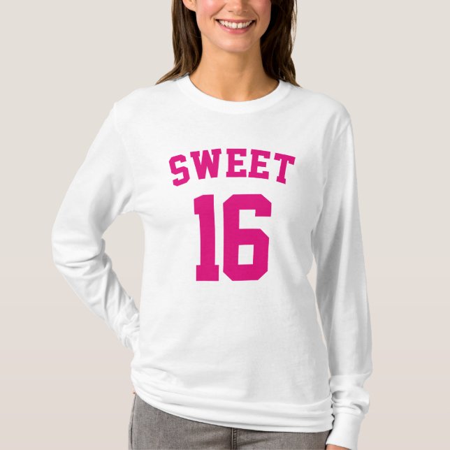 Sweet 16 Birthday Cute University Letters College T-Shirt (Front)