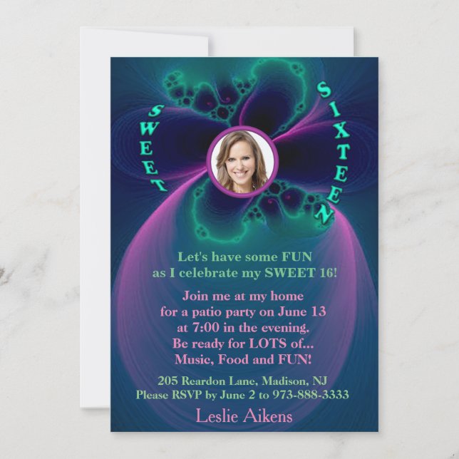 SWEET 16 Birthday Delight Party Invitation (Front)