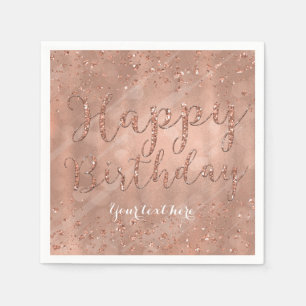 Sweet 16 Birthday Faux Rose Gold Glitter Party Napkin