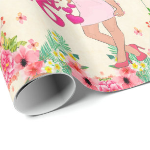 Sweet 16 Birthday Girl With Flowers Wrapping Paper