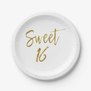 Sweet 16 Birthday Gold Foil Paper Plate