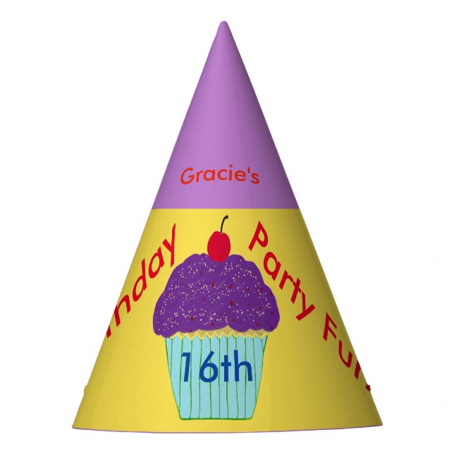 Sweet 16 Birthday Hat Purple Cupcake Edit Any Age (Front)