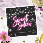 Sweet 16 Birthday Hot Pink Neon-Themed Party Napkin<br><div class="desc">Celebrate your special day in style with our Sweet 16 designs! Our neon-inspired design will make a statement with its shades of pink and black. It's the perfect way to let everyone know you are turning 16!</div>