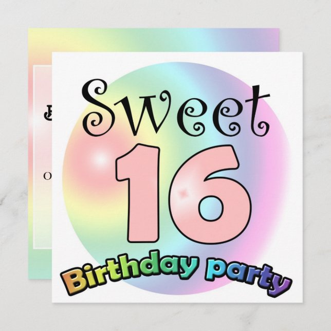 Sweet 16 birthday invitation Custom (Front/Back)
