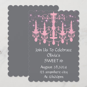 SWEET 16 BIRTHDAY INVITATION PINK