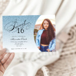 Sweet 16 Birthday Light Blue Glitter Glam Photo  Invitation<br><div class="desc">This trendy glitter birthday party invitation features an elegant typography heading and your favourite photo.  Add your custom text using the template form.  Additional options for text and layout are available if you choose to customise further.</div>