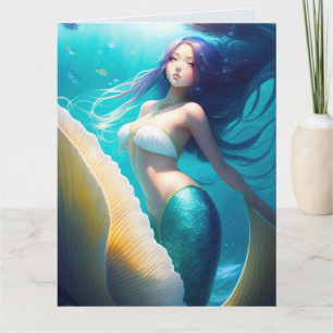 SWEET 16 BIRTHDAY MERMAID GIRL ART GREETING CARDS