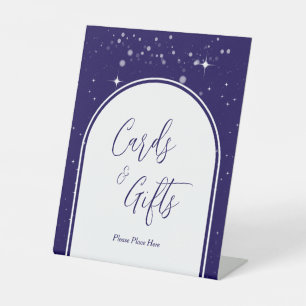 Sweet 16 Birthday Navy Blue Cards and Gifts Pedestal Sign