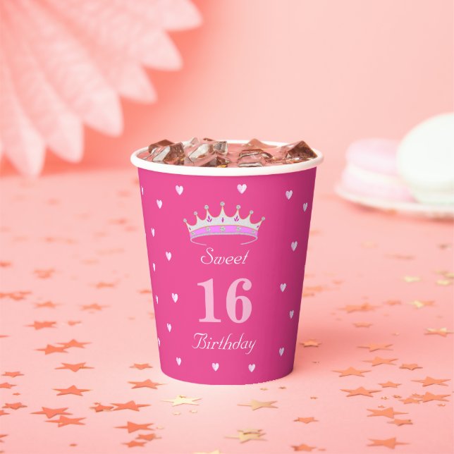 Sweet 16 Birthday on Pink Paper Cups (Insitu)