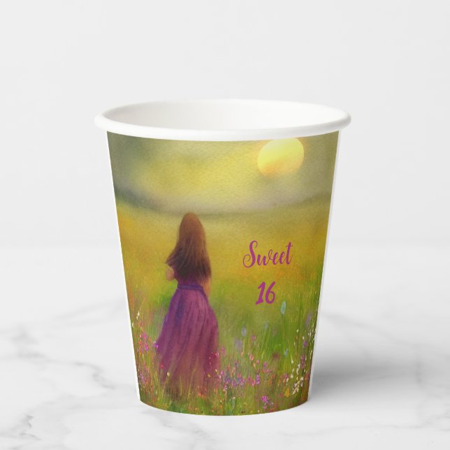 Sweet 16 Birthday Paper Cups (Front)