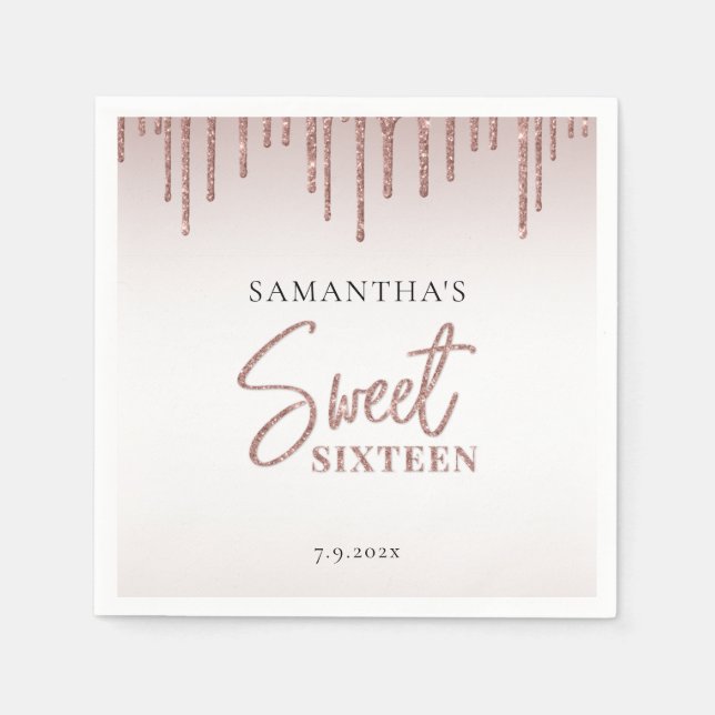 Sweet 16 Birthday Party Custom Paper Napkin (Front)