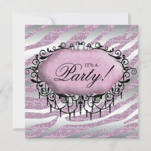 Sweet 16 Birthday Party Cute Zebra Pink Invitation