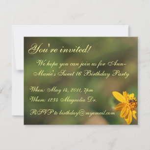 Sweet 16 Birthday Party Green Flower Invitation