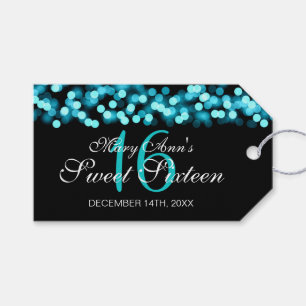 Sweet 16 Birthday Party Hollywood Glam Turquoise Gift Tags