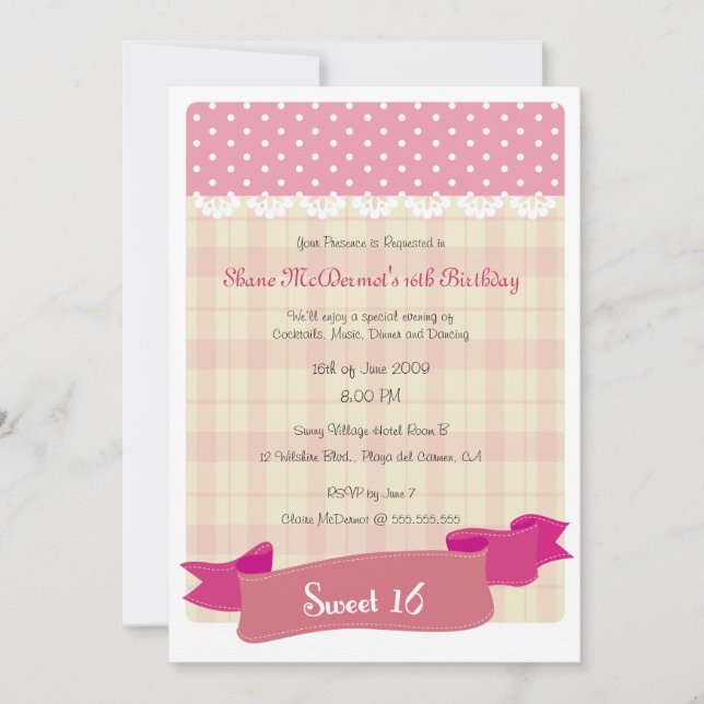 Sweet 16 Birthday Party Invitation (Front)