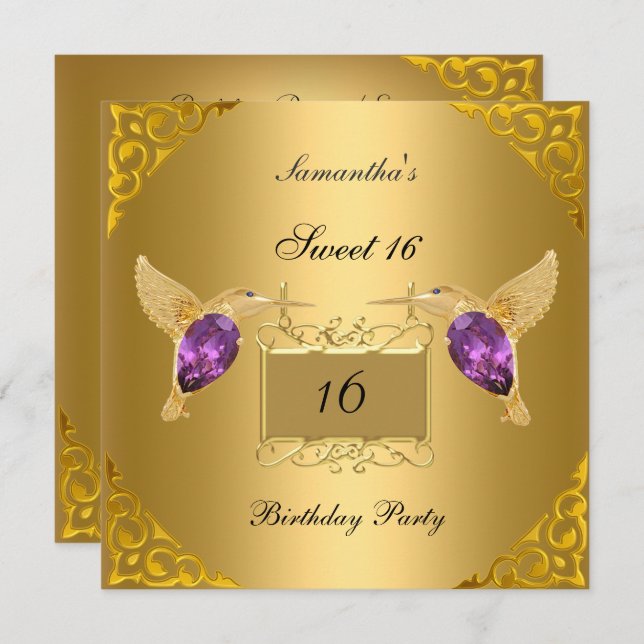 Sweet 16 Birthday Party Invitation (Front/Back)