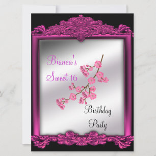 Sweet 16 Birthday party invitation pink